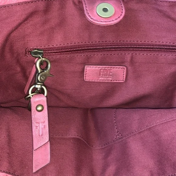 FRYE “VIVIAN” BURGUNDY LEATHER FRINGE BOHO PURSE - Picture 8 of 11